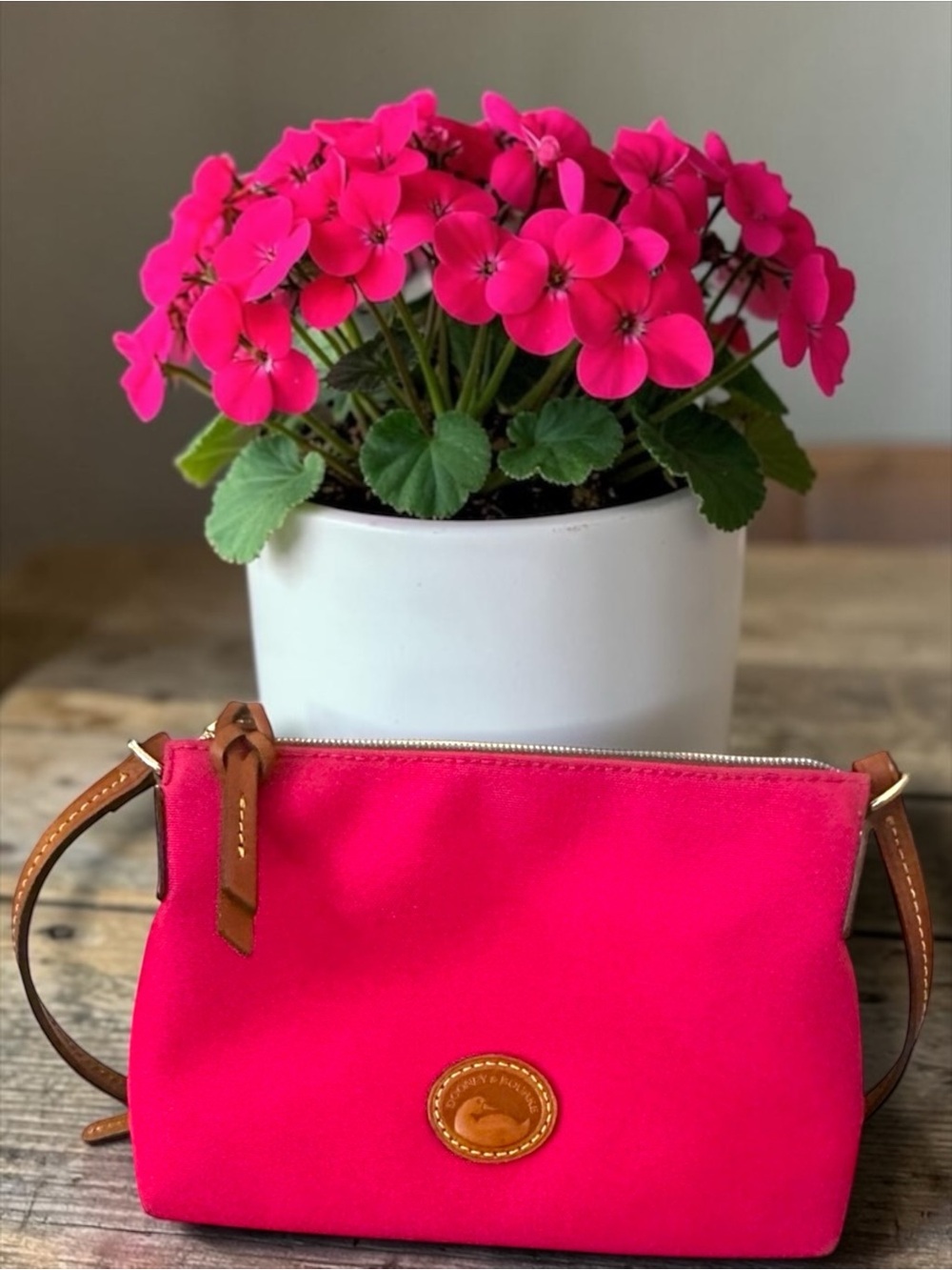 Dooney & Bourke Crossbody Fuchsia Nylon  Pouchette with Leather Trim | MSRP $169